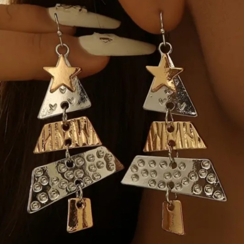 Christmas Tree Zinc Alloy Dangle Earrings